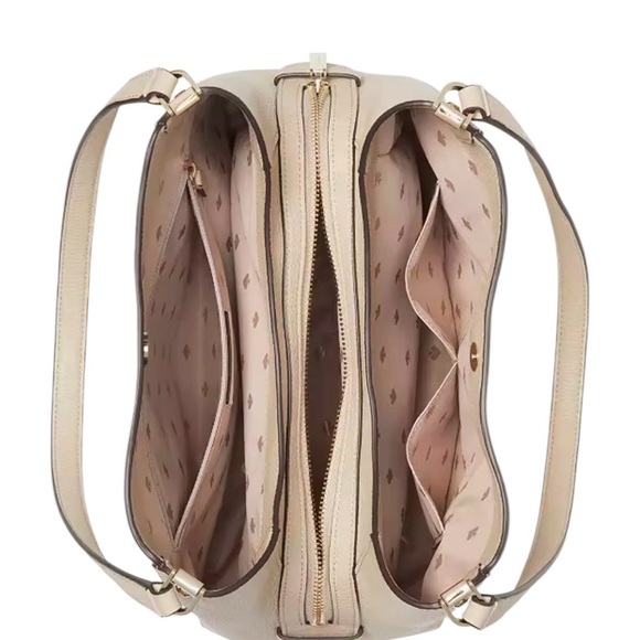 Kate Spade Leila Medium Triple Compartment Shoulder Bag Tan Cream Colorblock - Picture 4 of 12
